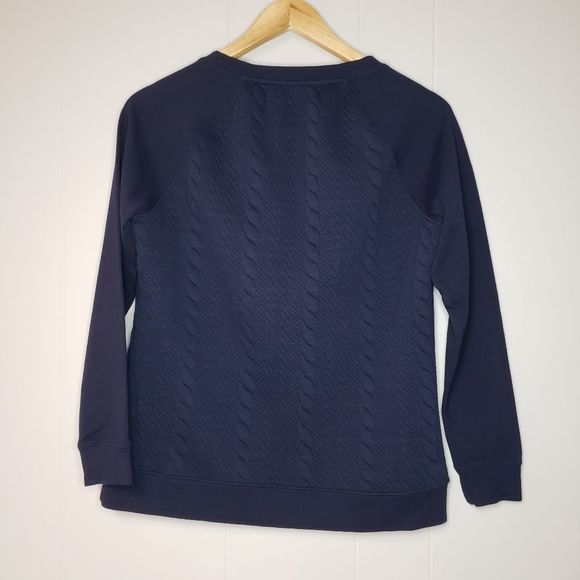 Dalia Navy Blue Argyle Sweater Shirt Size Small - Picture 3 of 5